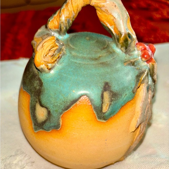 Handmade Art Pottery - Holly & Berry Christmas Bell- Rare - Picture 5 of 9